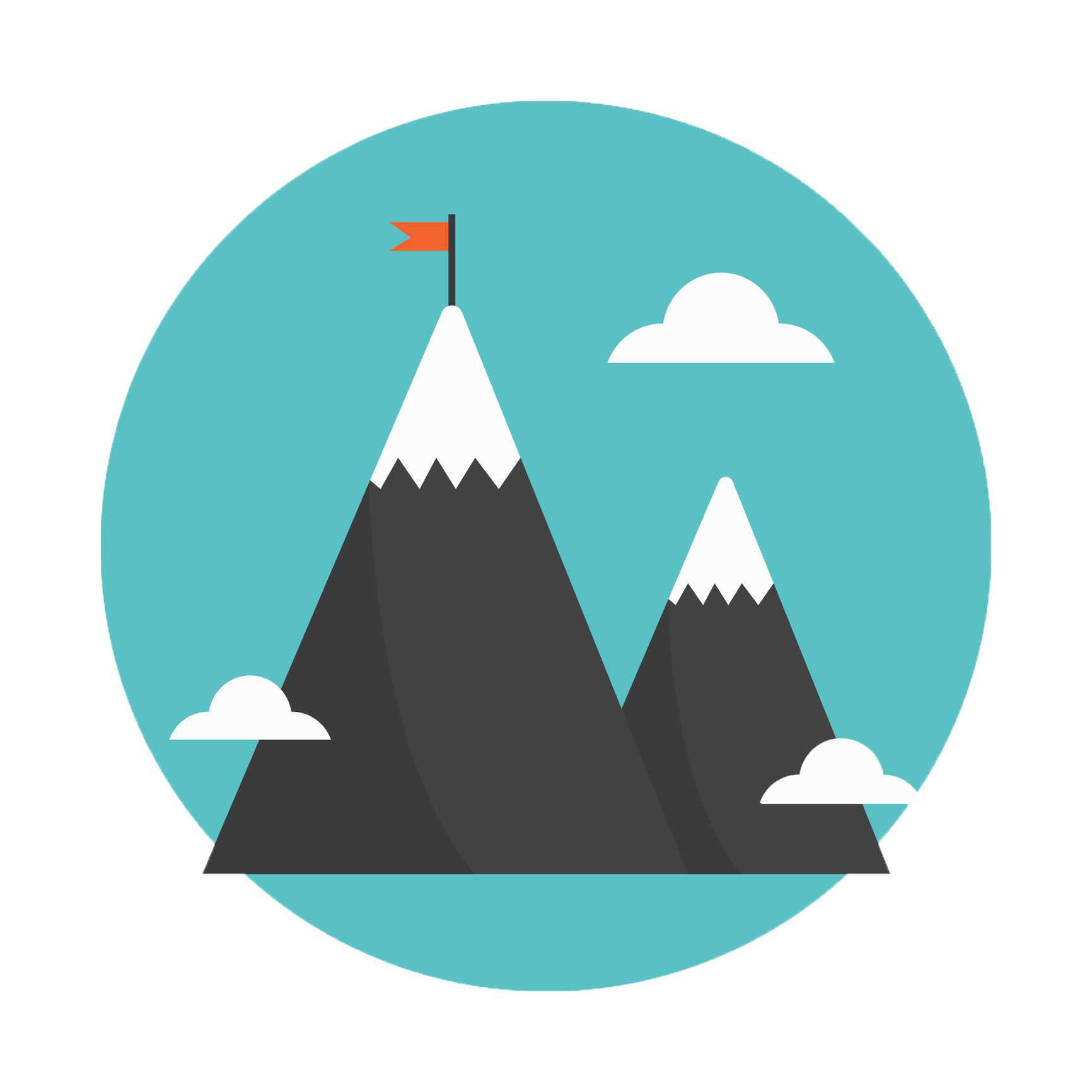 Mountain with ice caps and flag on top