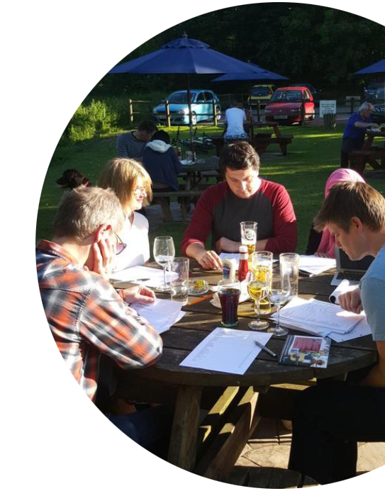 Xcite Team meetings in the pub garden